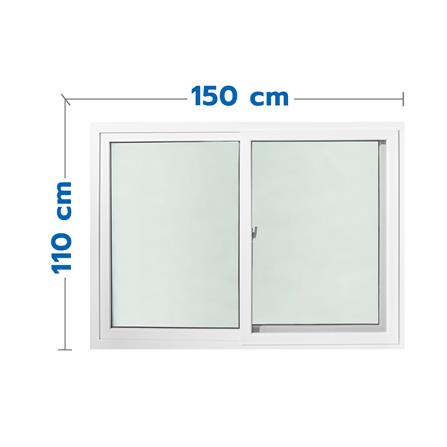 หน้าต่างบานเลื่อน UPVC S-S มุ้ง HOFFEN 150X110 ซม. สีขาว_0