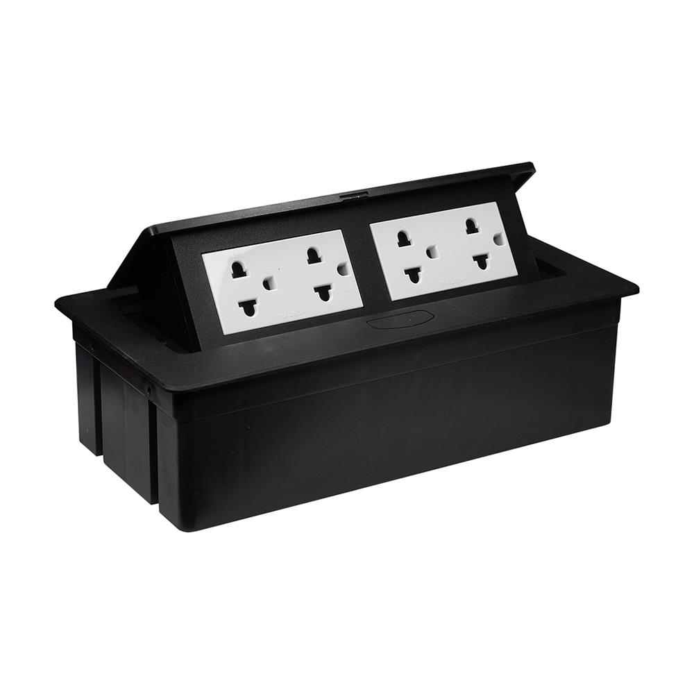 ชุดเต้ารับฝังพื้นอะลูมิเนียม HACO 6 ช่อง HACO HTT-516B/P-E2 สีดำ