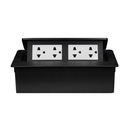 ชุดเต้ารับฝังพื้นอะลูมิเนียม HACO 6 ช่อง HACO HTT-516B/P-E2 สีดำ