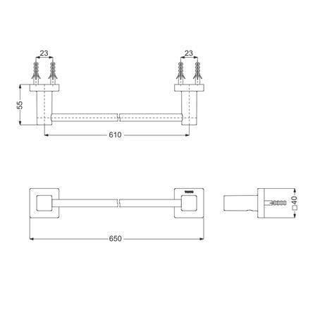 ราวแขวนผ้า L Series square TOTO YT408S6R โครเมียม_1