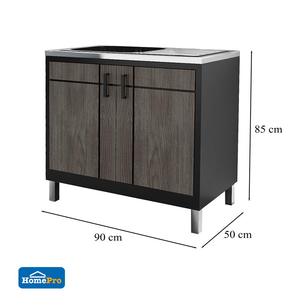 ตู้ตั้งพื้นท็อปซิงค์ 1 หลุม 1 ที่พัก + ก๊อก CABIN CHIC 90x85 ซม. สี GRAY OAK