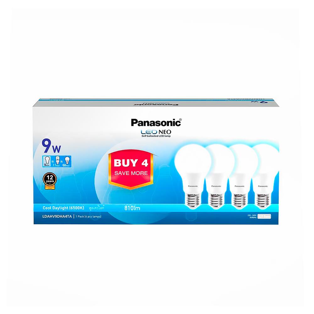 หลอด LED PANASONIC NEO 9 วัตต์ DAYLIGHT แพ็ก 4 ชิ้น