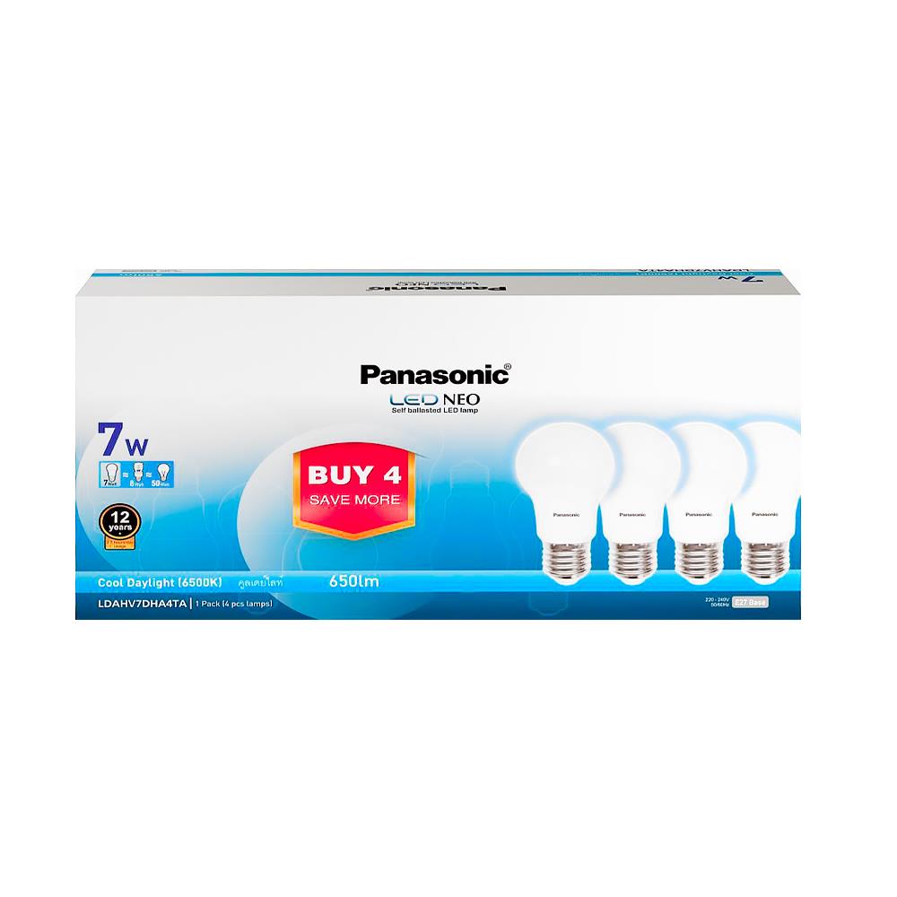 หลอด LED PANASONIC NEO 7 วัตต์ DAYLIGHT E27 แพ็ก 4 ชิ้น