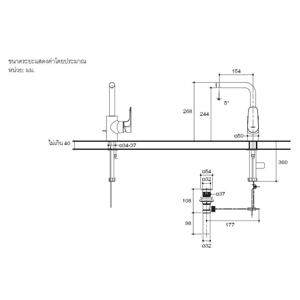 ก๊อกอ่างล้างหน้า KOHLER K-72278T-4-CP