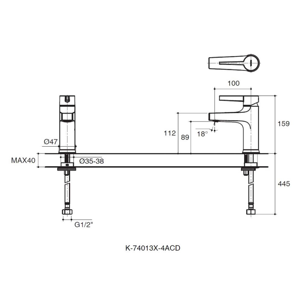 ก๊อกอ่างล้างหน้า KOHLER K-74013X-4ACD-CP