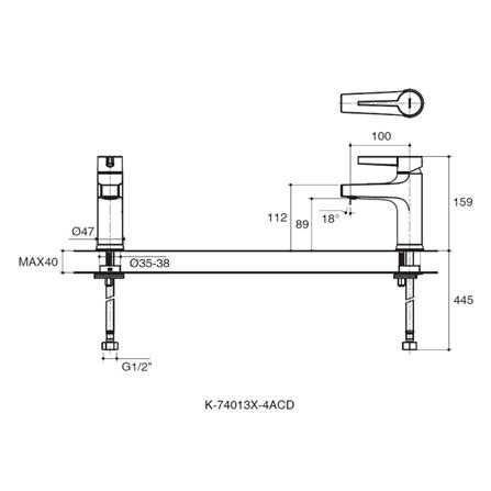 ก๊อกอ่างล้างหน้า KOHLER K-74013X-4ACD-CP_2