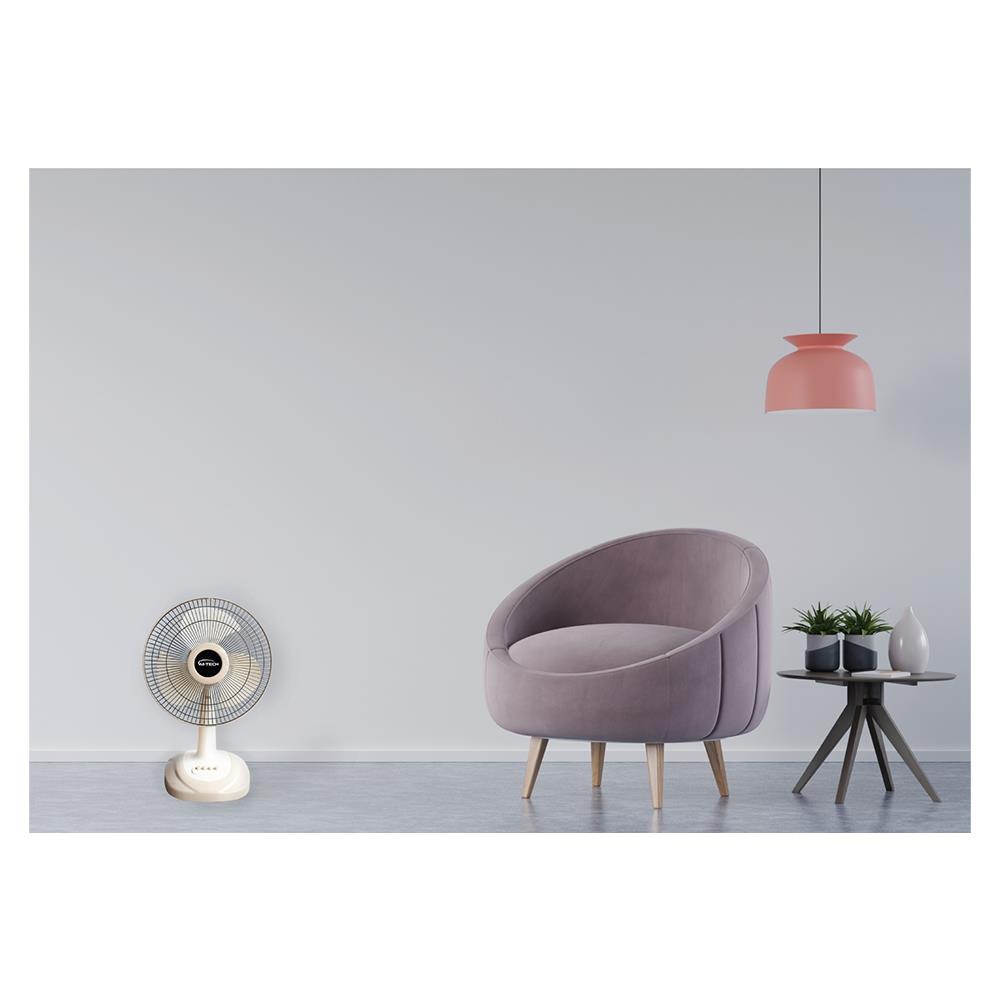 พัดลมตั้งโต๊ะ 12 นิ้ว M-TECH DF-8122 NEW สีครีม