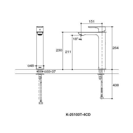 ก๊อกอ่างล้างหน้าเดี่ยว KOHLER K-25103T-4CD-CP_2