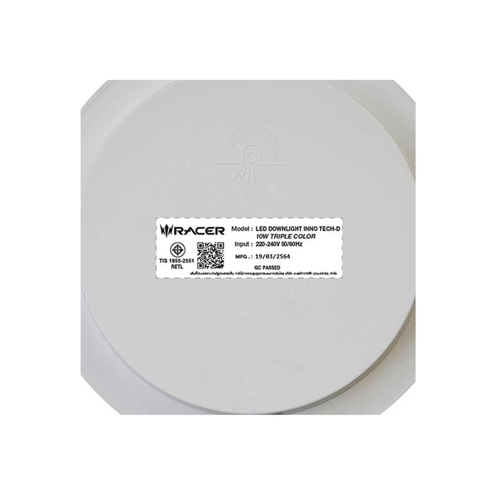 ดาวน์ไลท์ LED RACER INNO TECH-D 4 นิ้ว 10 วัตต์ DAYLIGHT/COOL WHITE/WARM WHITE สีขาว