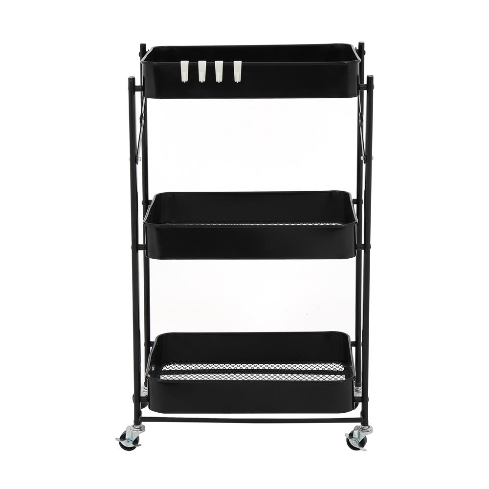 ชั้นวางของพับได้ 3 ชั้น มีล้อ STACKO HAZEL 45x30x77 ซม. สีดำ
