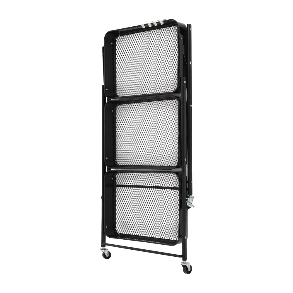 ชั้นวางของพับได้ 3 ชั้น มีล้อ STACKO HAZEL 45x30x77 ซม. สีดำ
