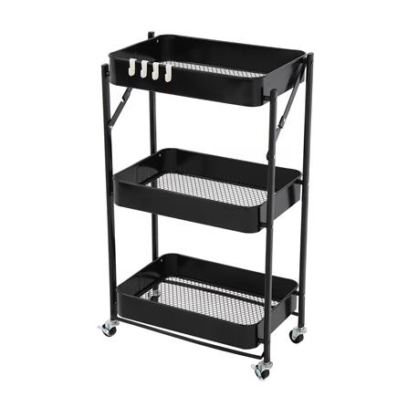 ชั้นวางของพับได้ 3 ชั้น มีล้อ STACKO HAZEL 45x30x77 ซม. สีดำ_0
