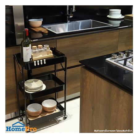 ชั้นวางของพับได้ 3 ชั้น มีล้อ STACKO HAZEL 45x30x77 ซม. สีดำ_5
