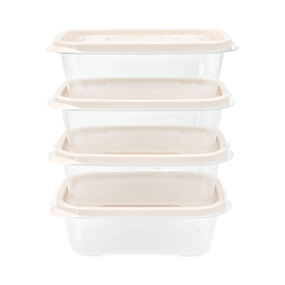 กล่องอาหาร KECH 9001 600 มล. สีเบจ แพ็ก 4 ชิ้น