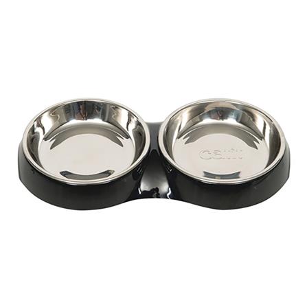ชามใส่น้ำอาหารสัตว์ 2 หลุม CATIT สีเงิน/ดำ