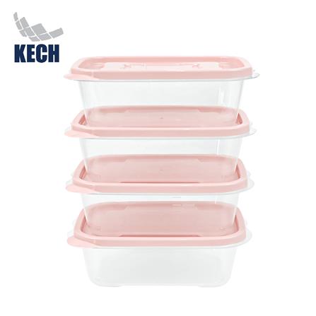 กล่องอาหาร KECH 9001  600 มล. สีชมพู แพ็ก 4 ชิ้น