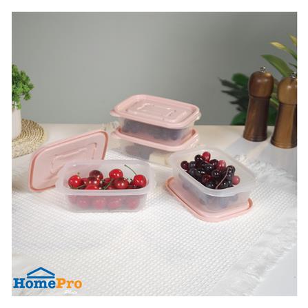 กล่องอาหาร KECH 9001  600 มล. สีชมพู แพ็ก 4 ชิ้น_4