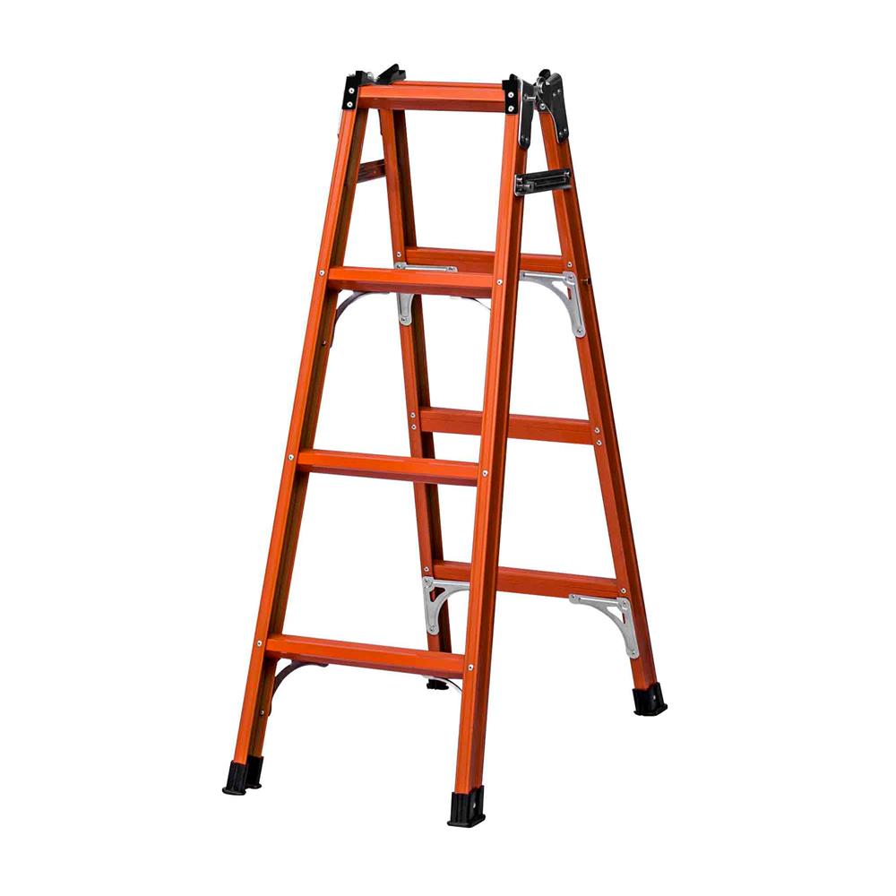 บันไดเหล็กสังกะสีเคลือบสี ทรง A-I SANKI 4 ขั้น สีส้ม