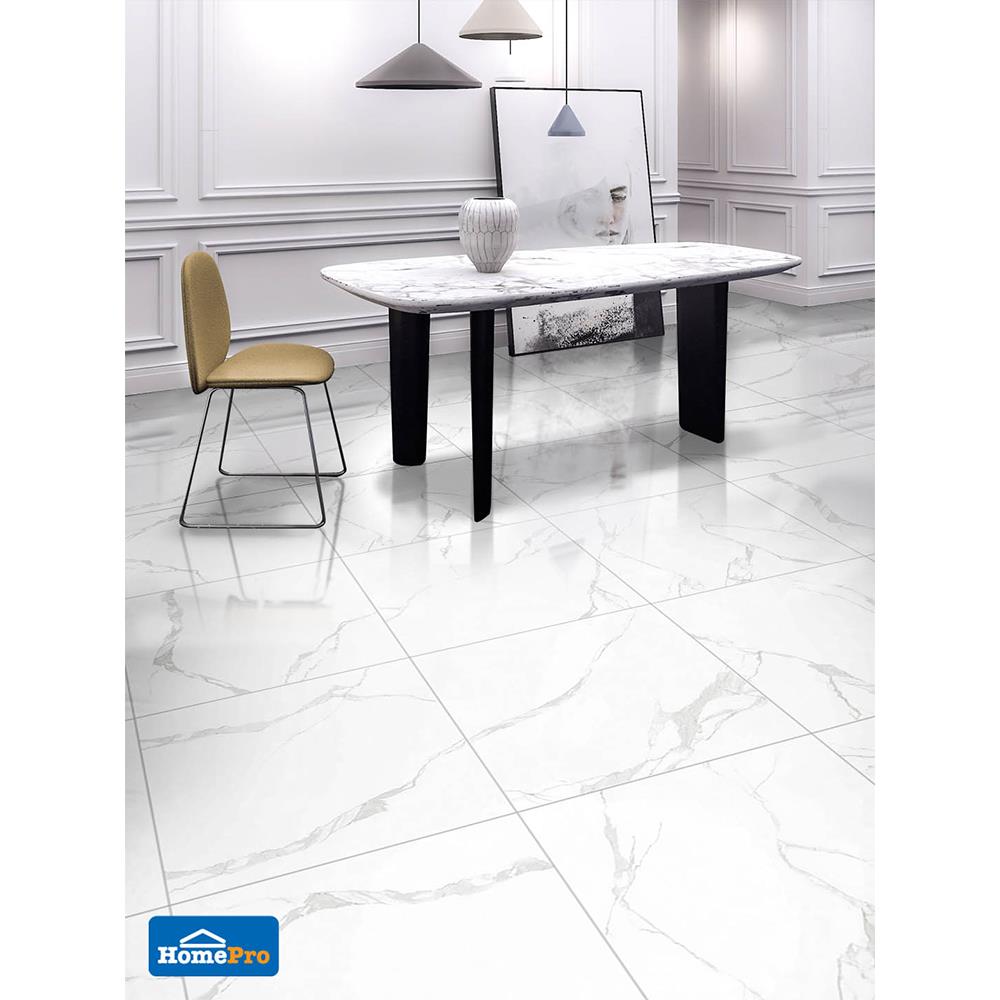 กระเบื้องพื้นพอร์ซเลน 60x60 ซม. CERGRES โอเชี่ยน ไวท์ (AM) A 1.44M2