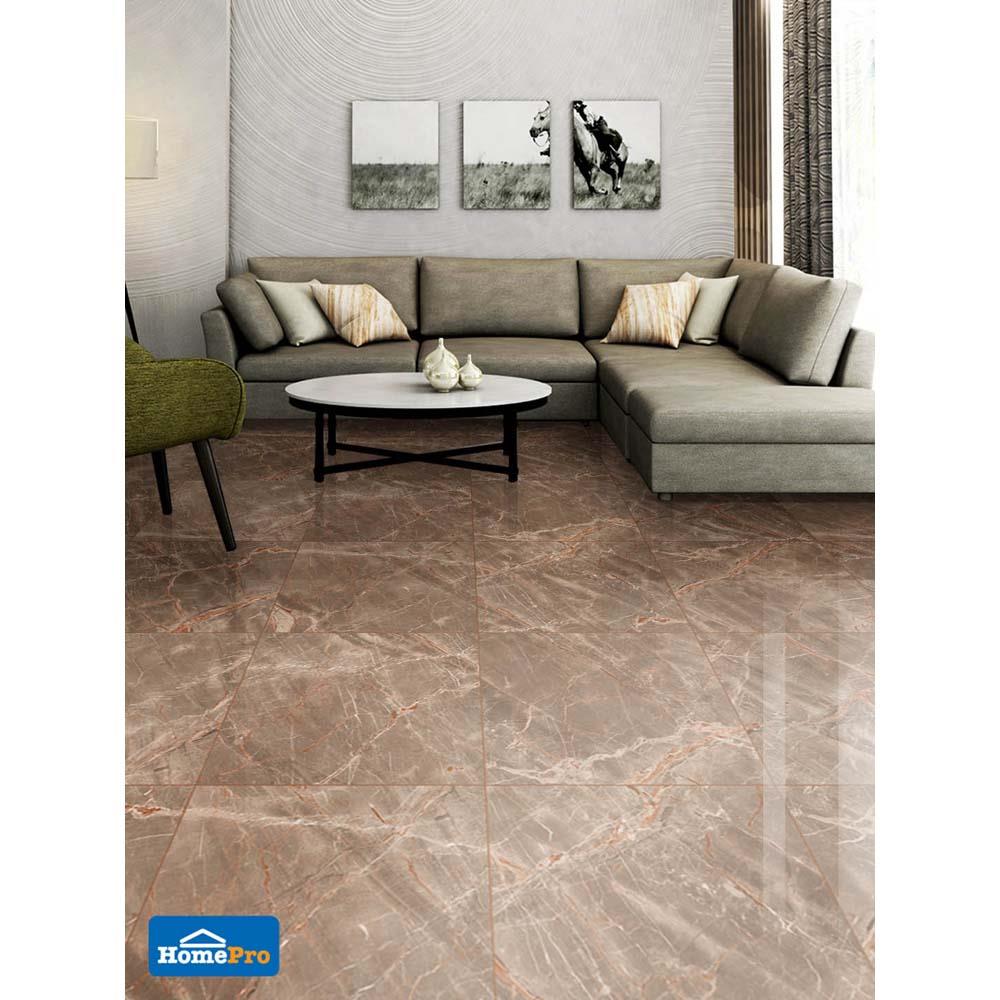 กระเบื้องพื้นพอร์ซเลน 60x60 ซม. TARA โรซาริค บราวน์ 1.44M2