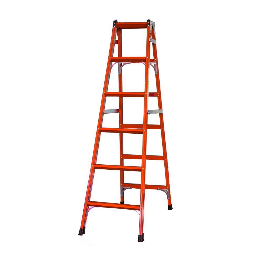 บันไดเหล็กสังกะสีเคลือบสี ทรง A-I SANKI 6 ขั้น สีส้ม