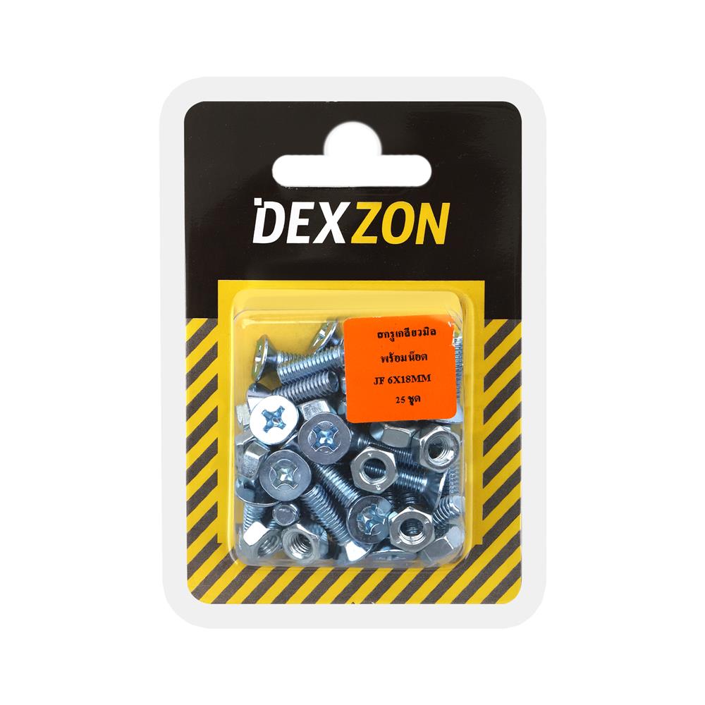 สกรูเกลียวมิลน็อต JF DEXZON 6X18 มม. 25 ตัว