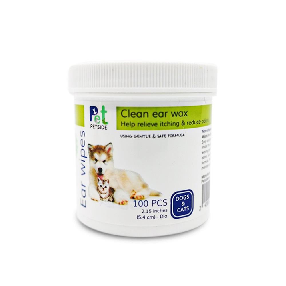 ผ้าเปียกทำความสะอาดหูสัตว์เลี้ยง PETSIDE แพ็ก 100 ชิ้น
