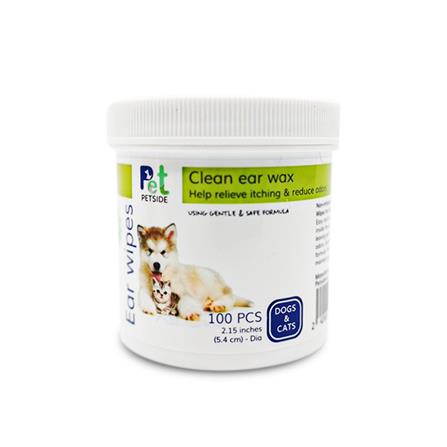ผ้าเปียกทำความสะอาดหูสัตว์เลี้ยง PETSIDE แพ็ก 100 ชิ้น