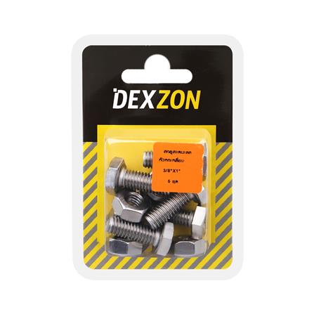 สกรูหัวหกเหลี่ยม DEXZON 3/8 นิ้วX1 นิ้ว 5 ชิ้น/แพ็ก_1