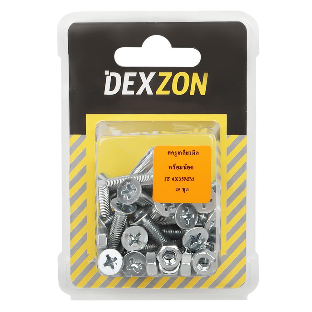 สกรูเกลียวมิลน็อต JF DEXZON 6X35 มม. 25 ตัว
