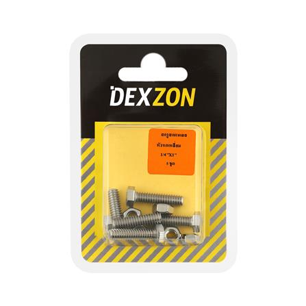 สกรูหัวหกเหลี่ยม DEXZON 1/4 นิ้วX1 นิ้ว 5 ชิ้น/แพ็ก_1