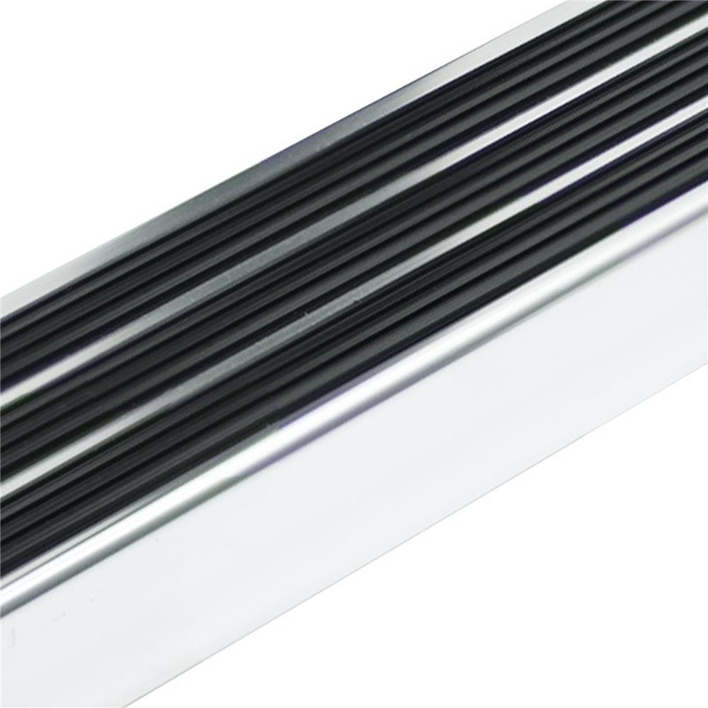 จมูกบันไดอะลูมิเนียม DP 5 ซม. 1.2ม. สีเงิน-เส้นพีวีซีดำ