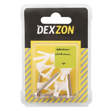 พุกยึดผนังกลวงพลาสติก พร้อมสกรู DEXZON 12 มม. 4 ตัว_1