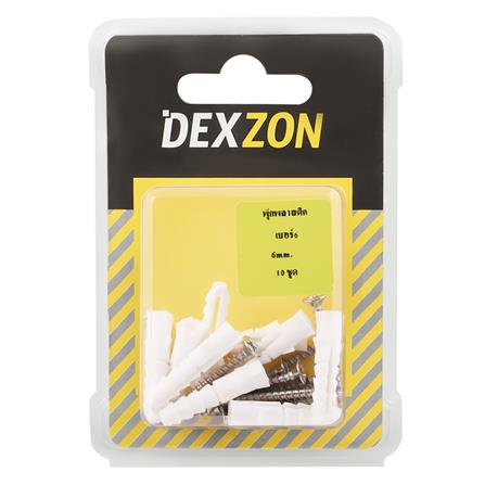 พุกพลาสติกพร้อมสกรู DEXZON HA-409 เบอร์ 6 10 ตัว_1