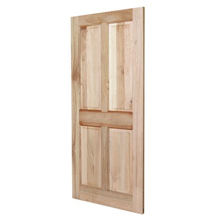 ประตูไม้สยาแดง VK 142 4 ฟัก ขอบ 5 นิ้ว 80X180 ซม. สีธรรมชาติ ไม่เจาะลูกบิด_1