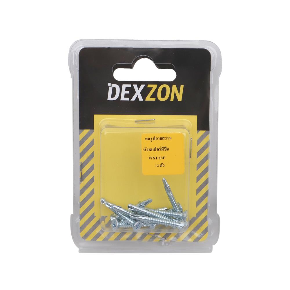 สกรูยึดไม้ฝามีปีก DEXZON 7X1-1/4 นิ้ว 12 ชิ้น