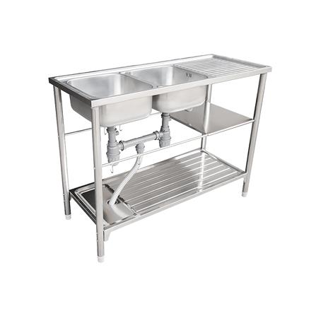 ซิงค์ขาตั้ง  2หลุม 1 ที่พัก LINEA AP PLUS สีเงิน