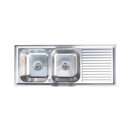 ซิงค์ขาตั้ง  2หลุม 1 ที่พัก LINEA AP PLUS สีเงิน_3