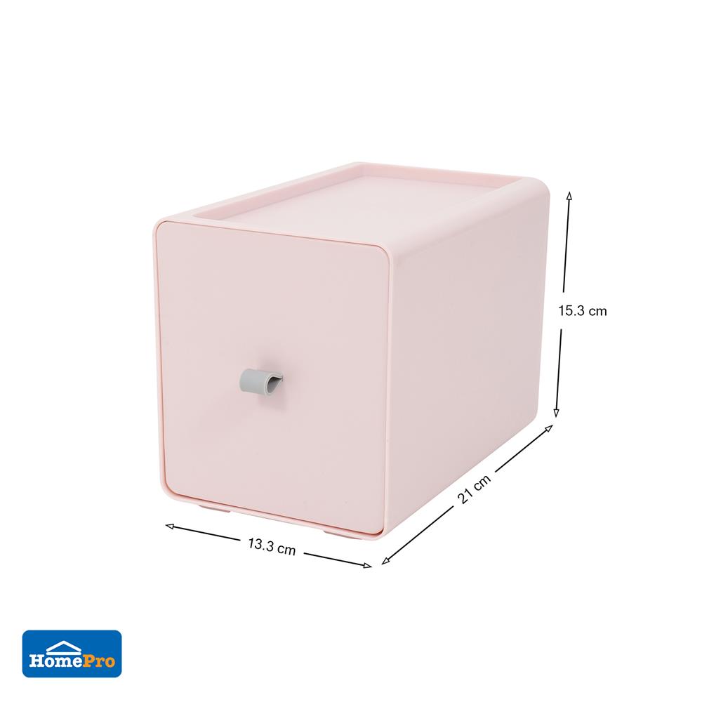 กล่องลิ้นชักเล็ก STACKO CUBE L 13.3x21x15.3 ซม. สีชมพู
