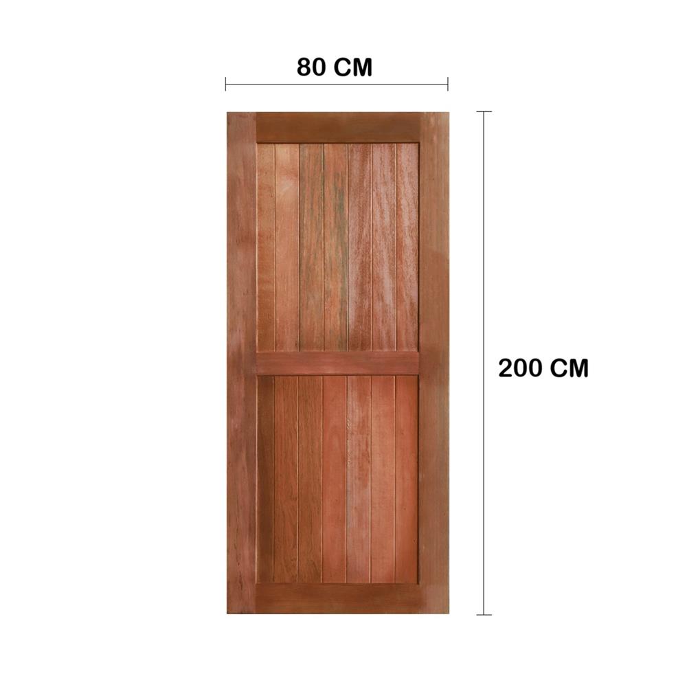 ประตูไม้เบญจพรรณ ไม่เจาะลูกบิด VK 2 ฟัก ขอบ 5 นิ้ว สายฝนกลาง 80x200 ซม. สีธรรมชาติ