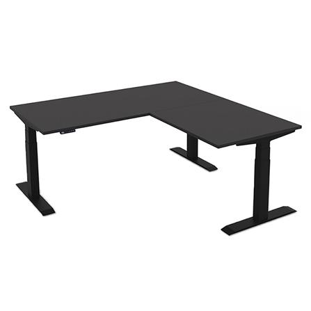 โต๊ะทำงานปรับระดับ ERGOTREND SIT 2 STAND GEN3 L-SHAPE 180 ซม. สี GRAPHITE/ดำ