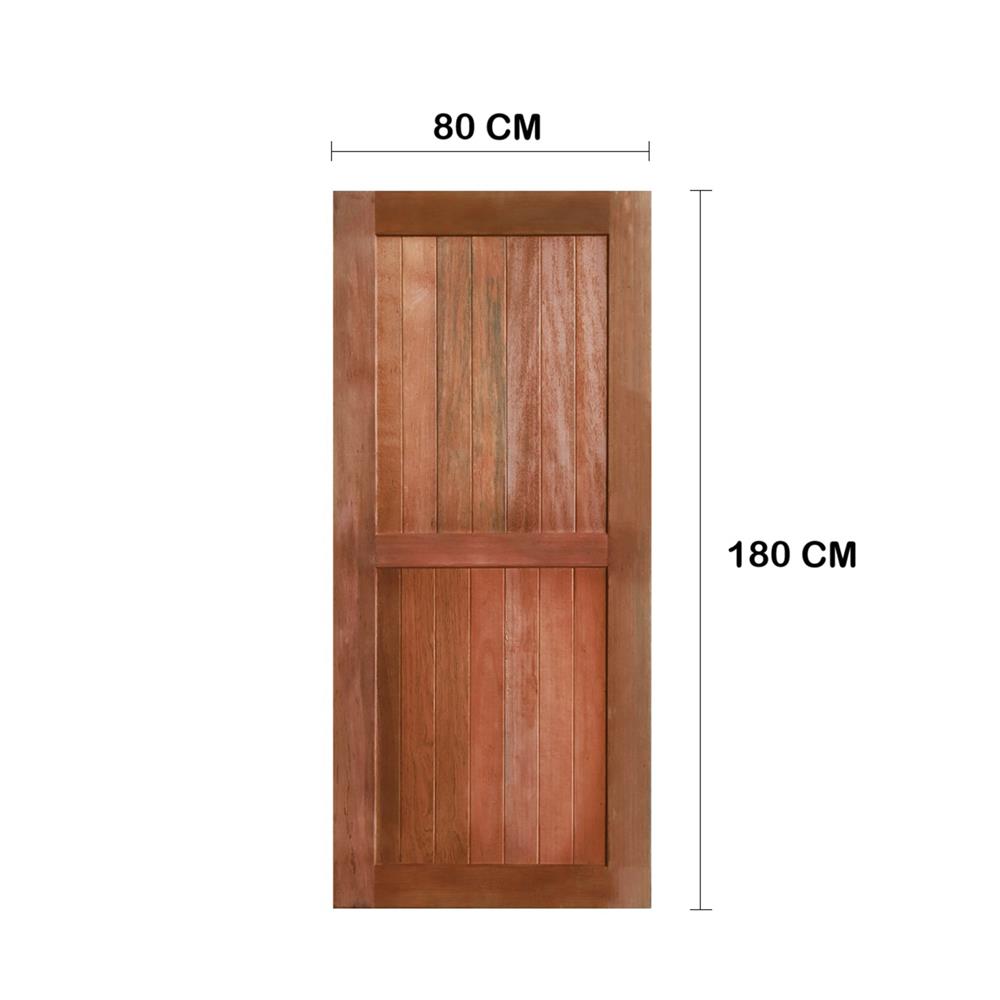 ประตูไม้เบญจพรรณ ไม่เจาะลูกบิด VK 2 ฟัก ขอบ 5 นิ้ว สายฝนกลาง 80x180 ซม. สีธรรมชาติ