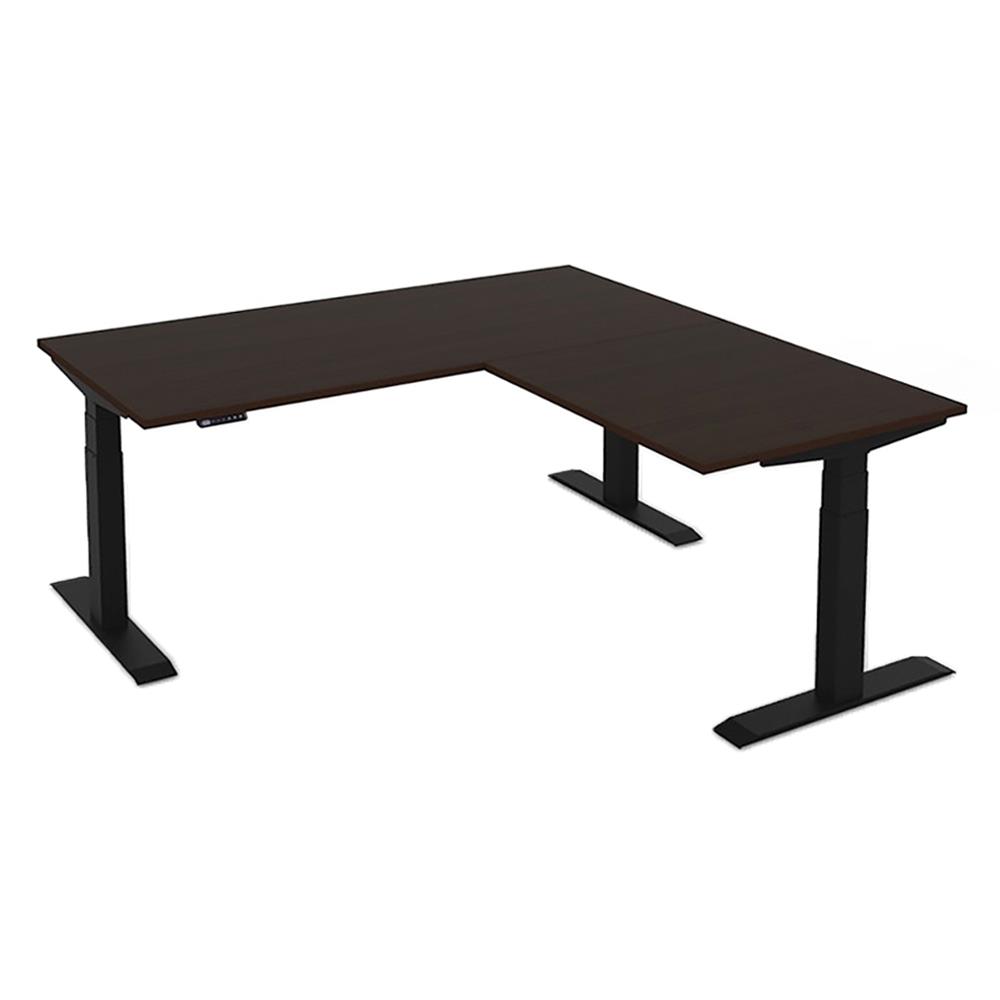 โต๊ะทำงานปรับระดับ ERGOTREND SIT 2 STAND GEN3 L-SHAPE 180 ซม. สี CLASSIC TEAK/ดำ