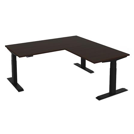 โต๊ะทำงานปรับระดับ ERGOTREND SIT 2 STAND GEN3 L-SHAPE 180 ซม. สี CLASSIC TEAK/ดำ