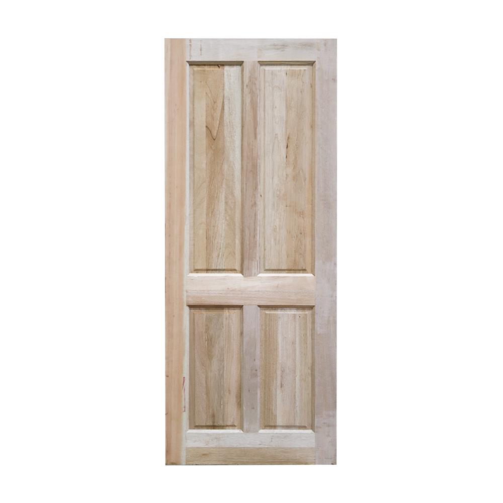 ประตูไม้สยาแดง VK 142 4 ฟัก ขอบ 5 นิ้ว 80X200 ซม. สีธรรมชาติ ไม่เจาะลูกบิด