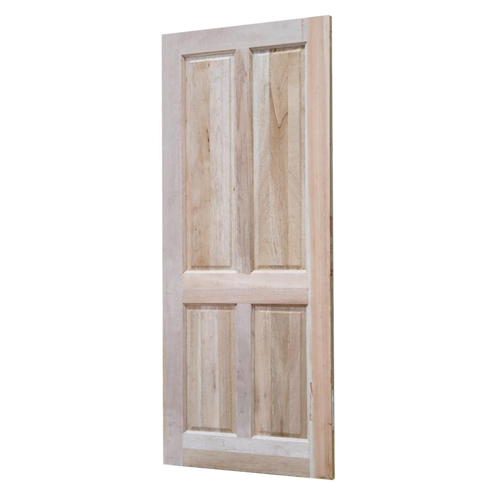 ประตูไม้สยาแดง VK 142 4 ฟัก ขอบ 5 นิ้ว 80X200 ซม. สีธรรมชาติ ไม่เจาะลูกบิด