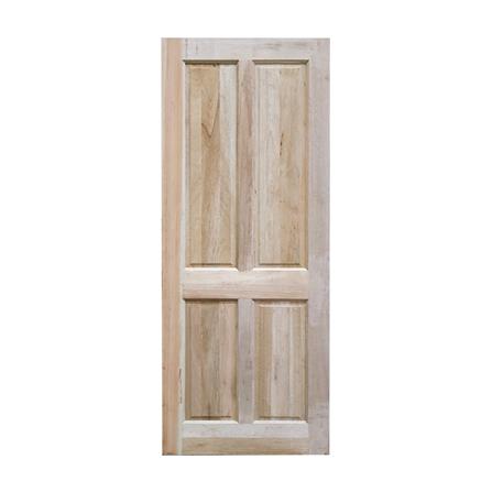 ประตูไม้สยาแดง VK 142 4 ฟัก ขอบ 5 นิ้ว 80X200 ซม. สีธรรมชาติ ไม่เจาะลูกบิด