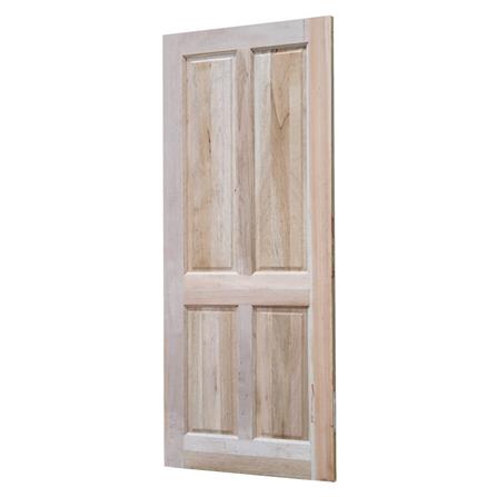 ประตูไม้สยาแดง VK 142 4 ฟัก ขอบ 5 นิ้ว 80X200 ซม. สีธรรมชาติ ไม่เจาะลูกบิด_1