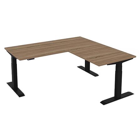 โต๊ะทำงานปรับระดับ ERGOTREND SIT 2 STAND GEN3 L-SHAPE 180 ซม. สี SONOMA/ดำ