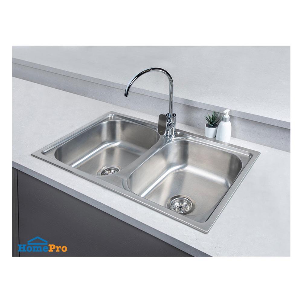 ซิงค์ฝัง 2 หลุม HAFELE CUPID 495.39.620 สีเงิน